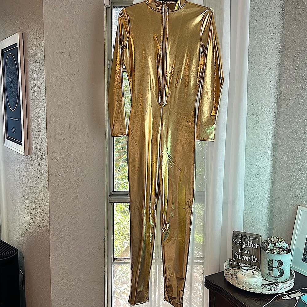 Gold metallic 1 piece jumpsuit